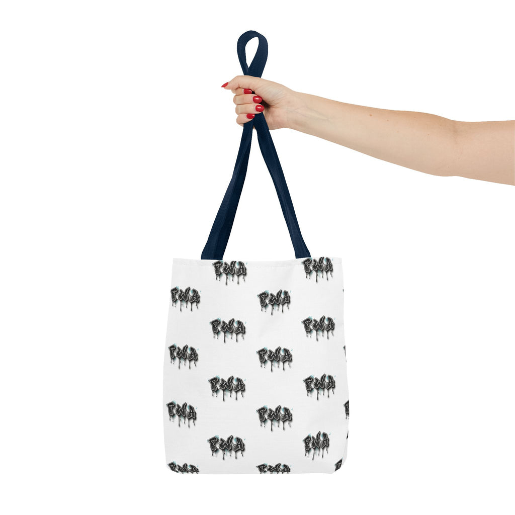Faith With Action Pattern Tote Bag — Black & White AOP Reusable Shopper