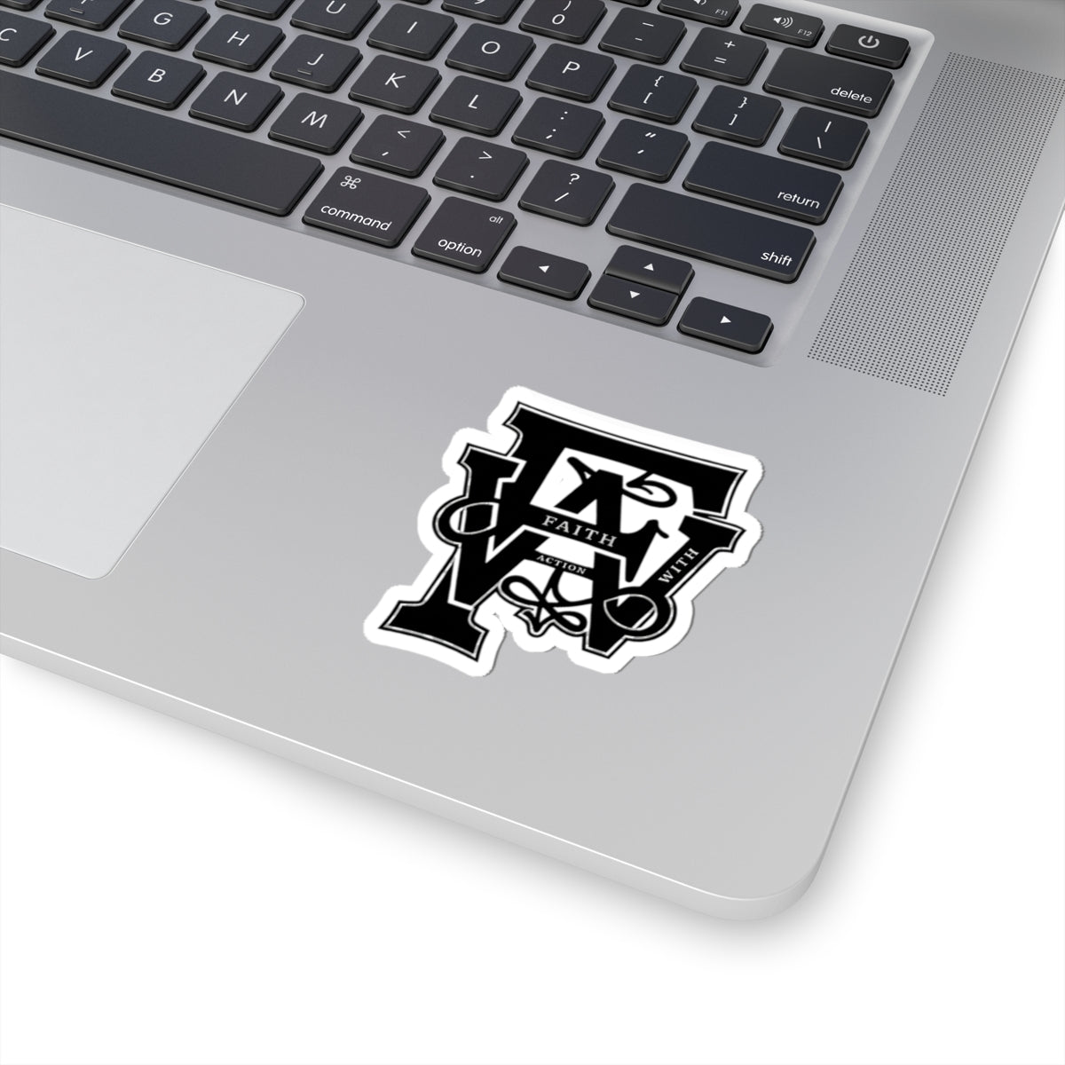 Faith Monogram Kiss-Cut Sticker — Black Lettering Laptop Decal