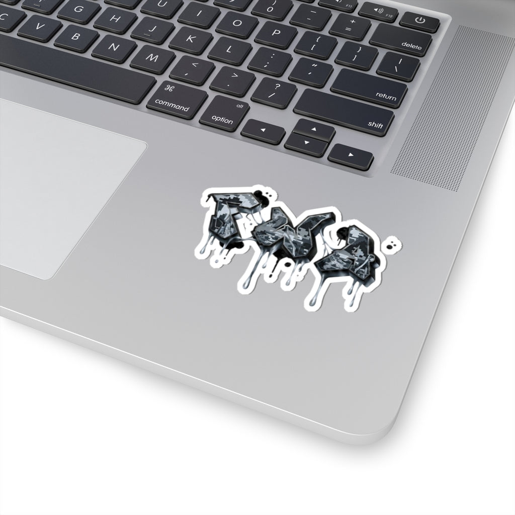 Graffiti Drip Kiss-Cut Sticker — Urban Black & Gray Street Art Decal