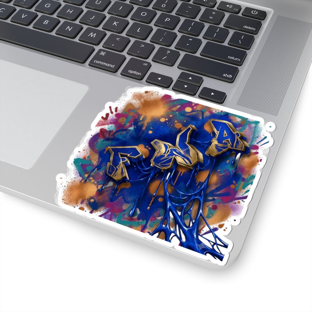 Graffiti Art Kiss-Cut Sticker — Blue Drip Street Art Decal
