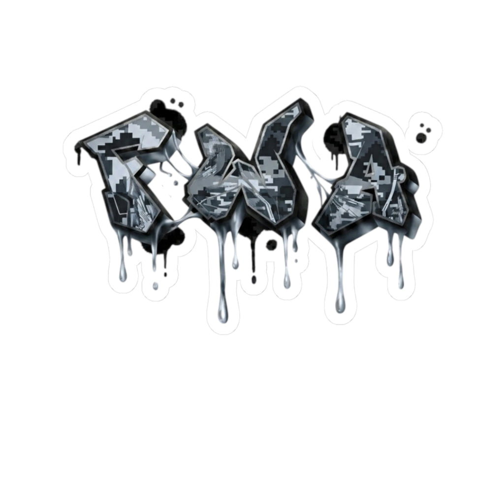Graffiti Drip Kiss-Cut Sticker — Urban Black & Gray Street Art Decal