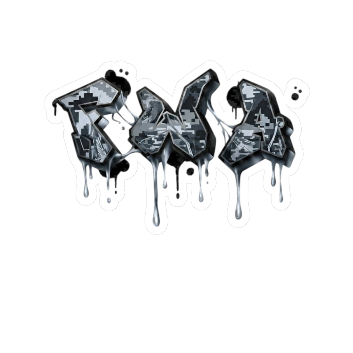 Graffiti Drip Kiss-Cut Sticker — Urban Black & Gray Street Art Decal