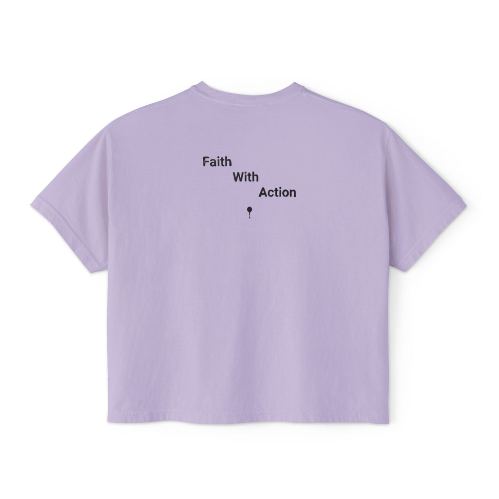 Faith With Action Boxy Tee — Graffiti-Style "FWA" Crop Tee for Women