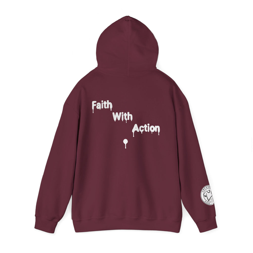 Faith With Action Hoodie — Drip Script Graphic Pullover