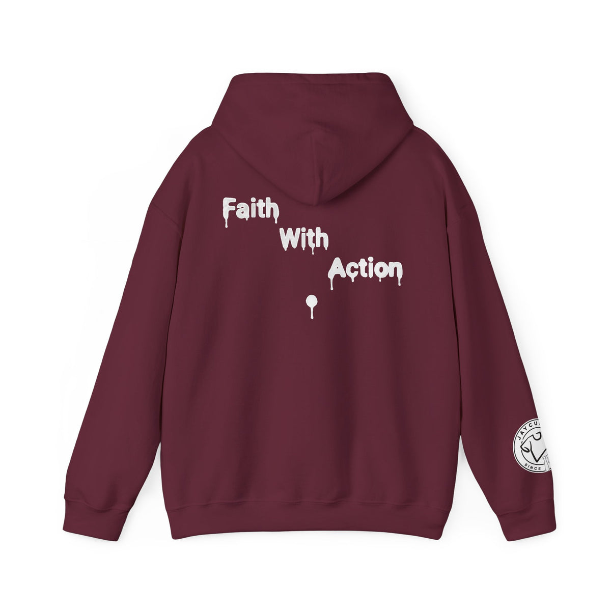 Faith With Action Hoodie — Drip Script Graphic Pullover