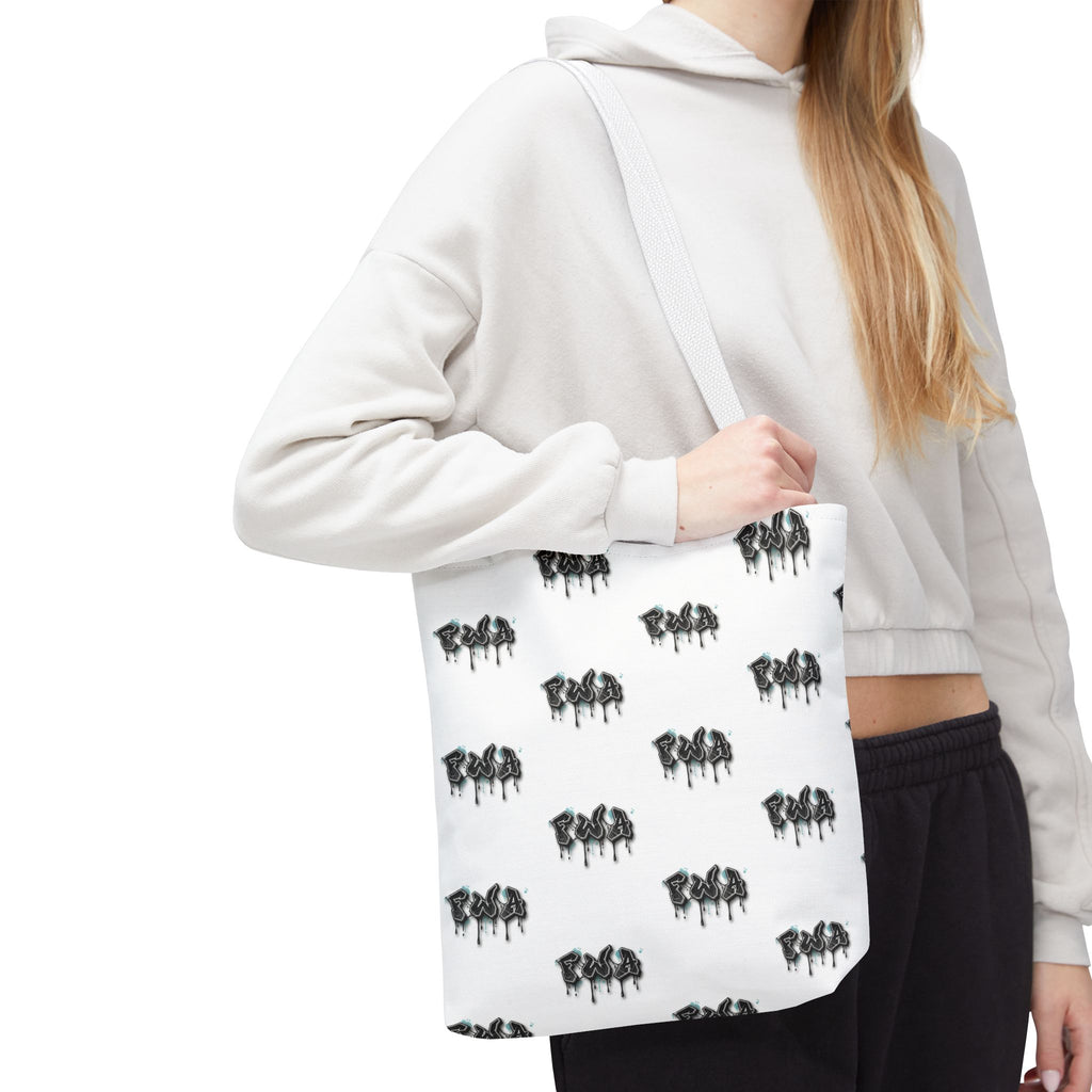 Faith With Action Pattern Tote Bag — Black & White AOP Reusable Shopper