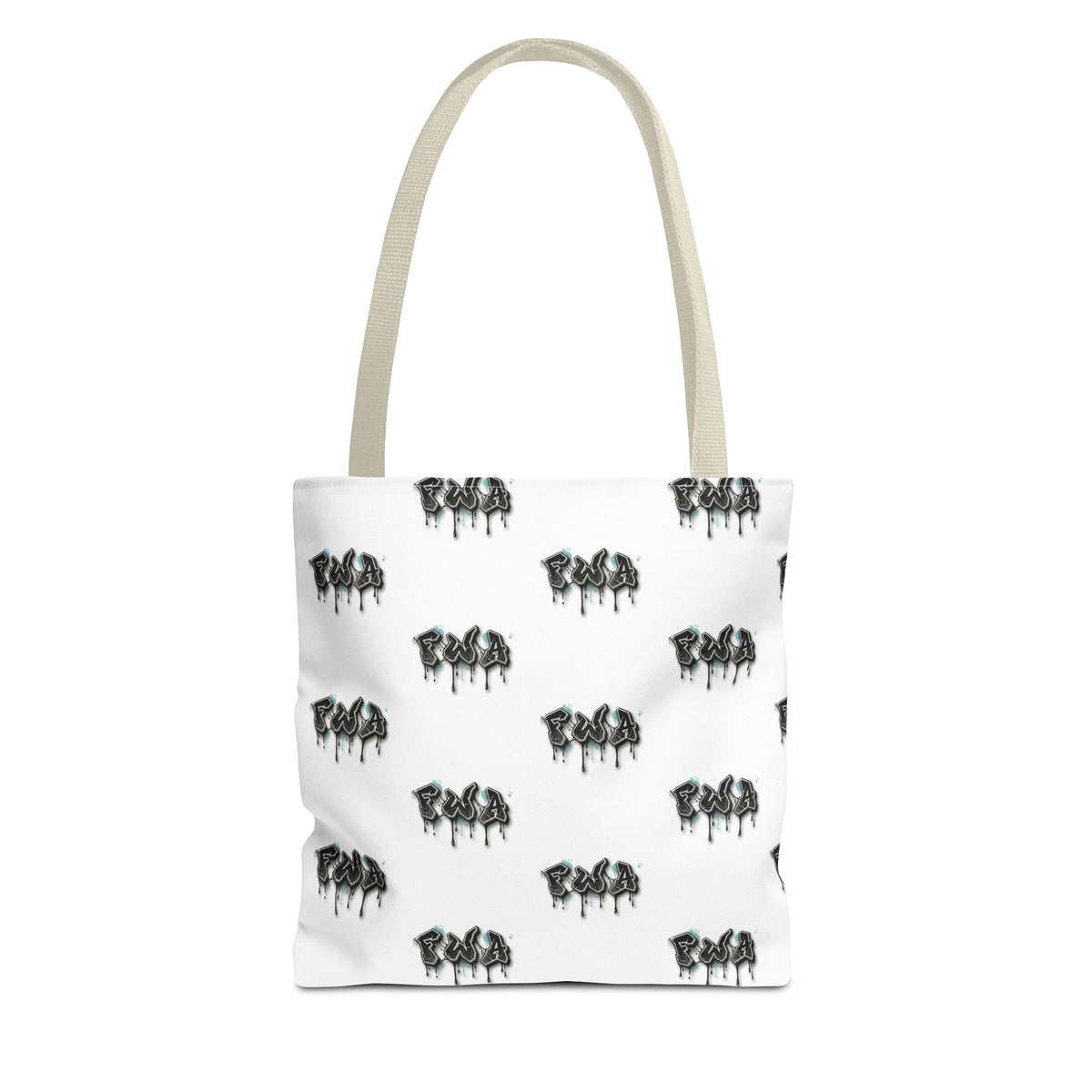 Faith With Action Pattern Tote Bag — Black & White AOP Reusable Shopper
