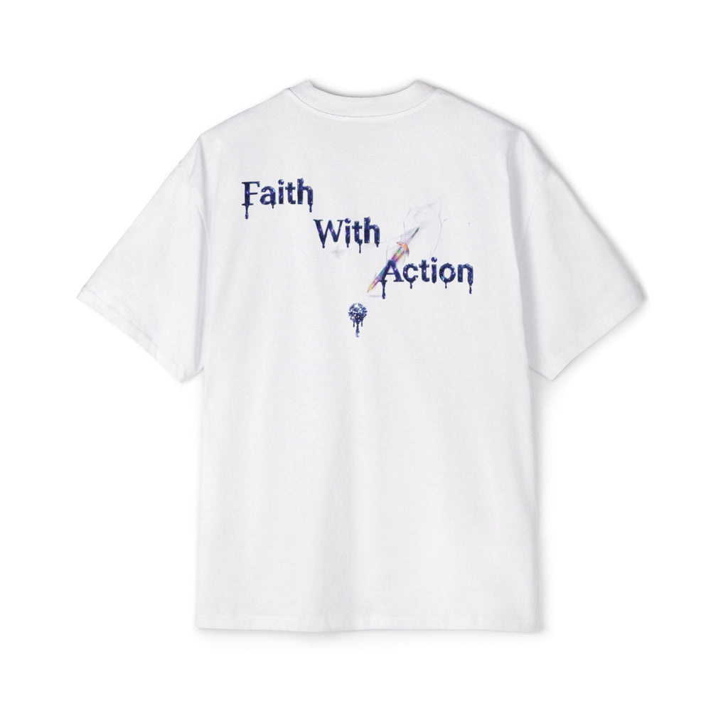 Faith With Action Graffiti Tee — USA Drip Design Oversized T-Shirt