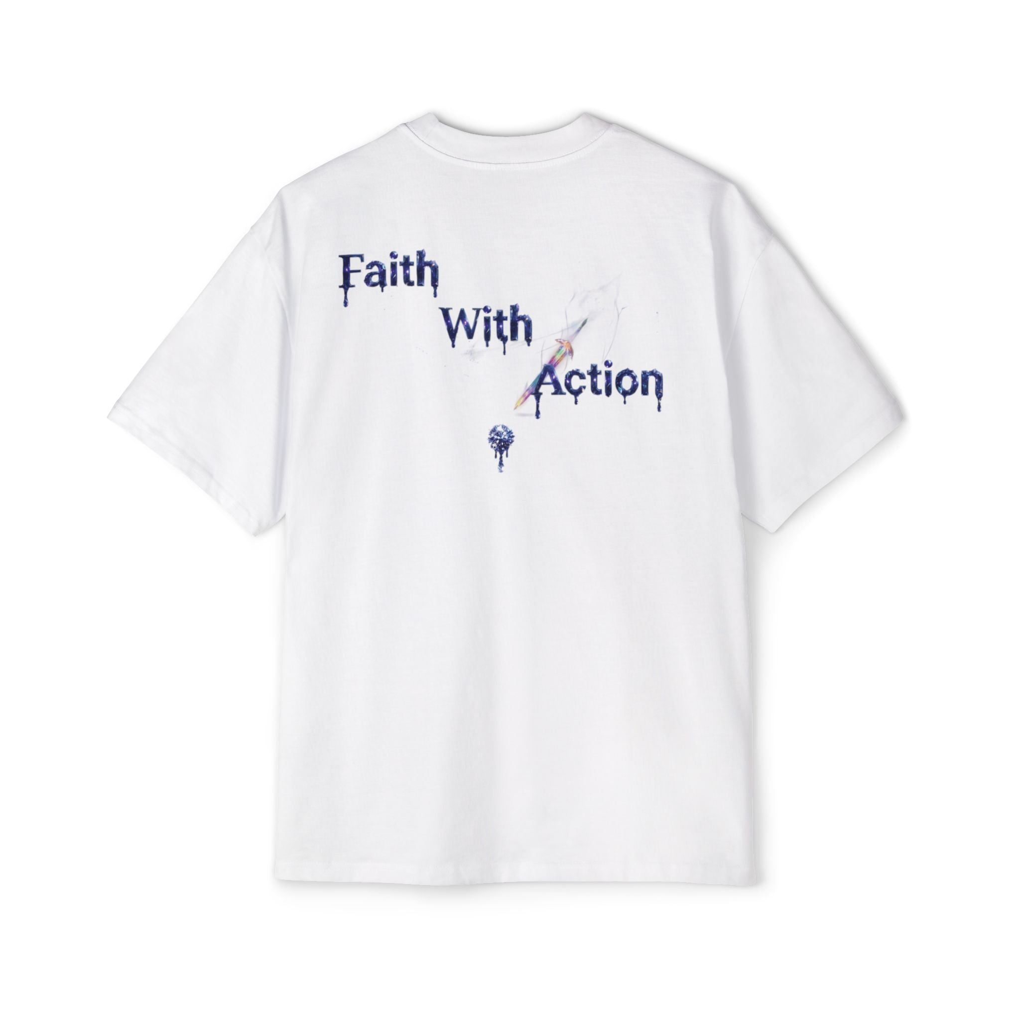 Faith With Action Graffiti Tee — USA Drip Design Oversized T-Shirt