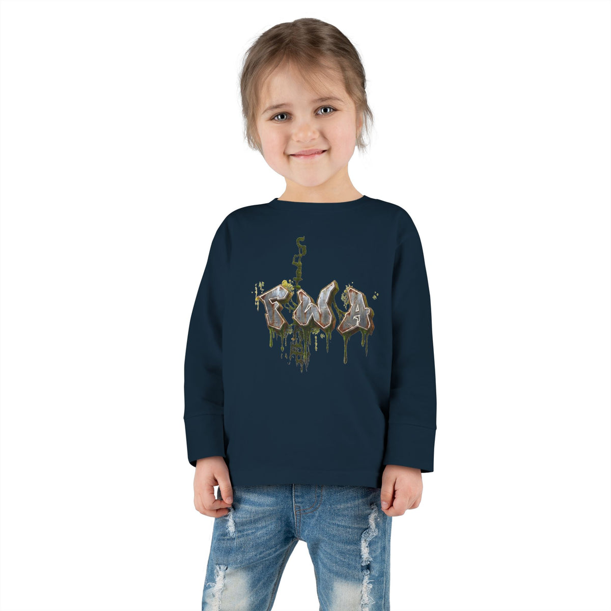 Toddler Long Sleeve Tee — "Faith With Action"