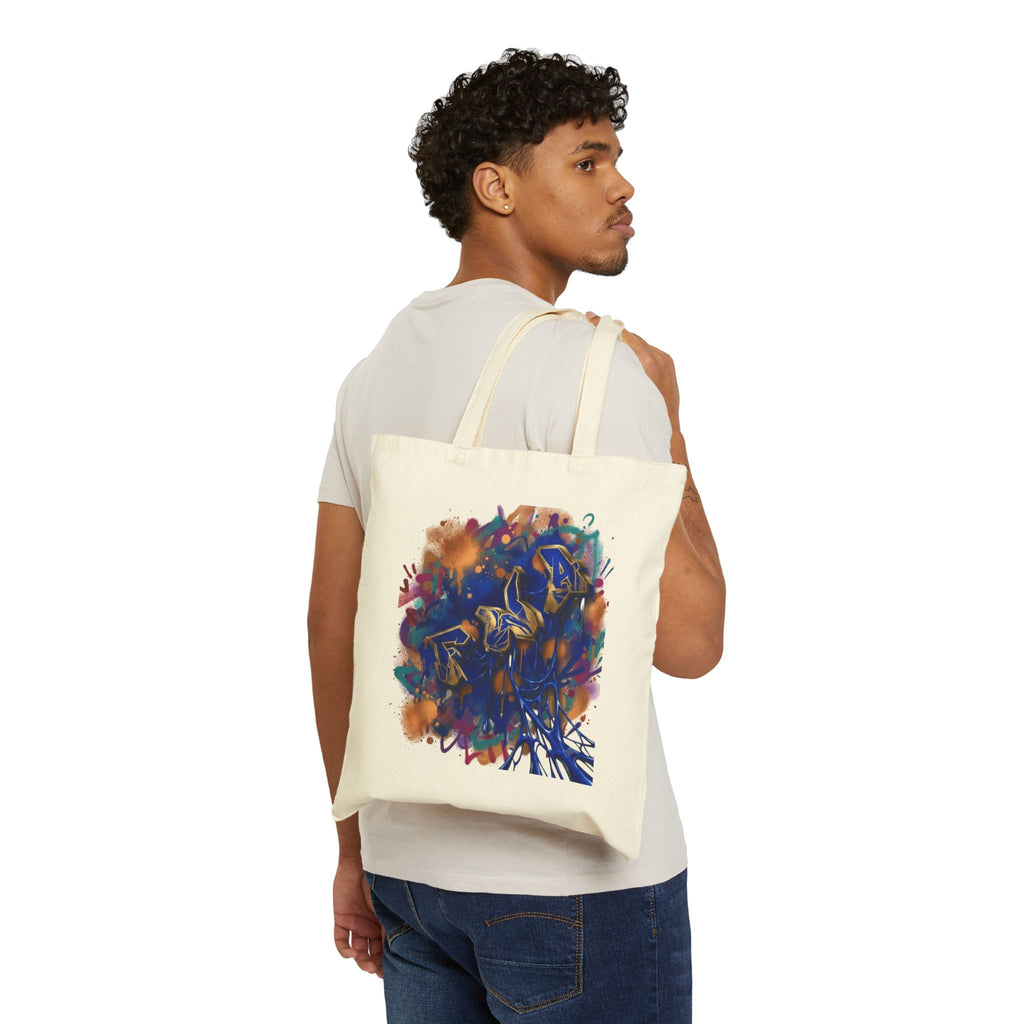 Canvas Tote Bag — Abstract Blue Rose Art Print