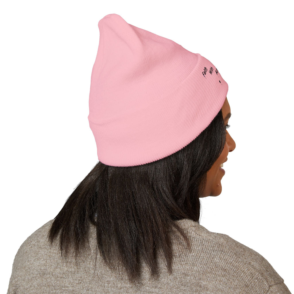 Faith With Action Embroidered Cuffed Beanie