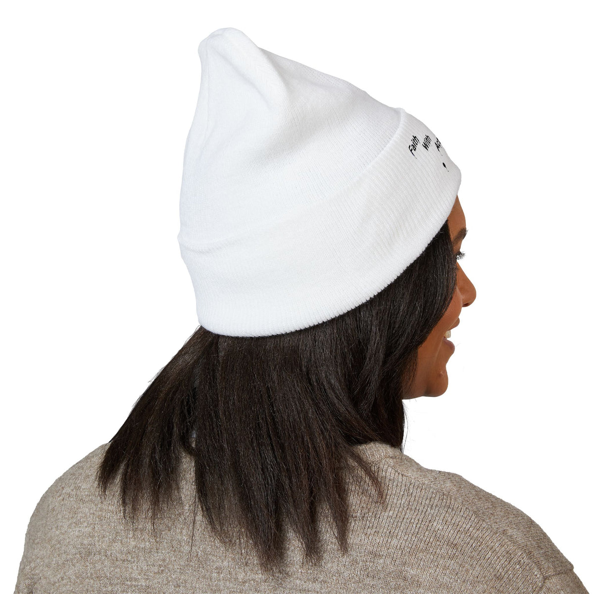 Faith With Action Embroidered Cuffed Beanie