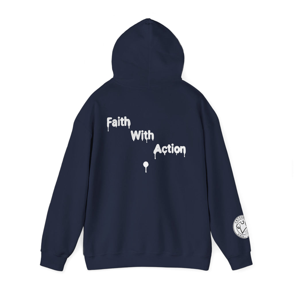 Faith With Action Hoodie — Drip Script Graphic Pullover