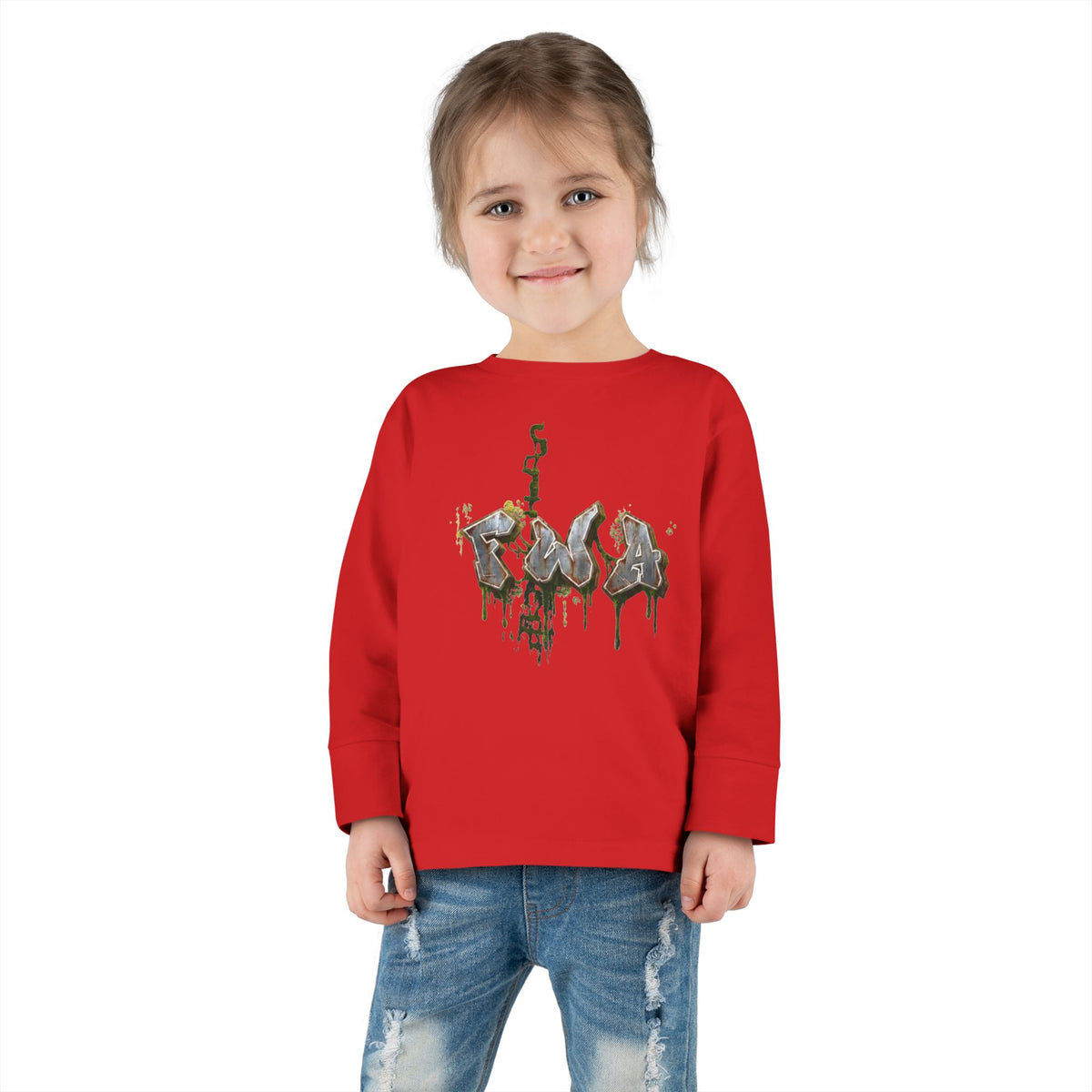 Toddler Long Sleeve Tee — "Faith With Action"