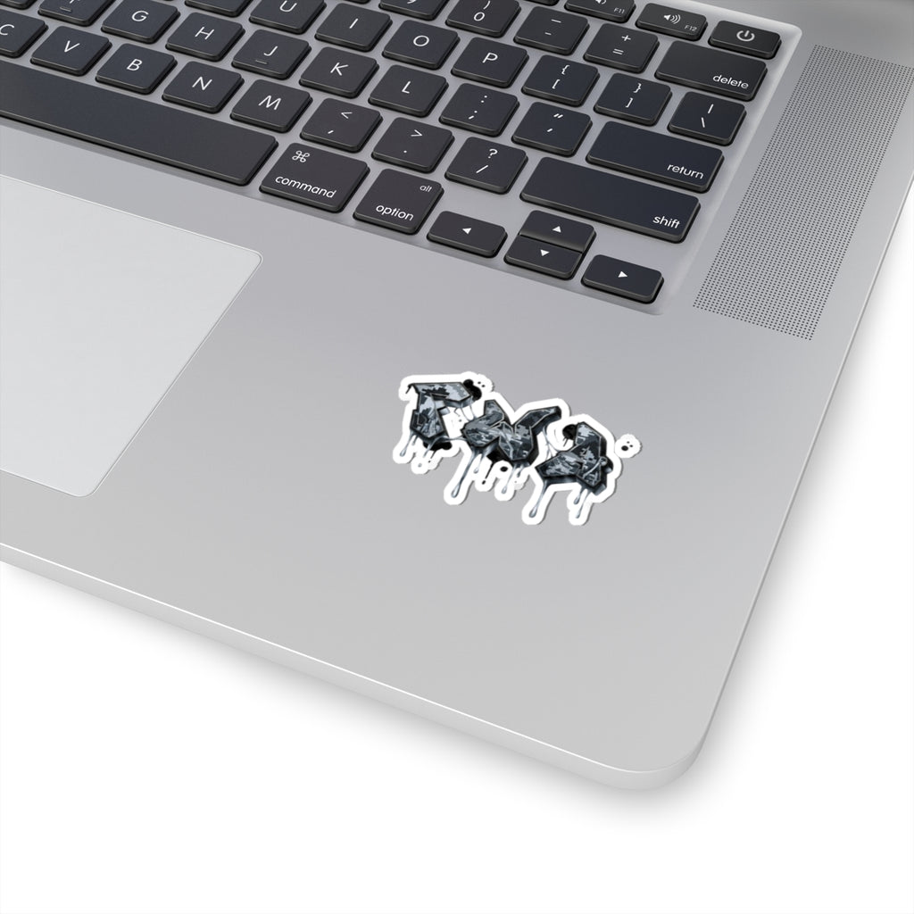 Graffiti Drip Kiss-Cut Sticker — Urban Black & Gray Street Art Decal