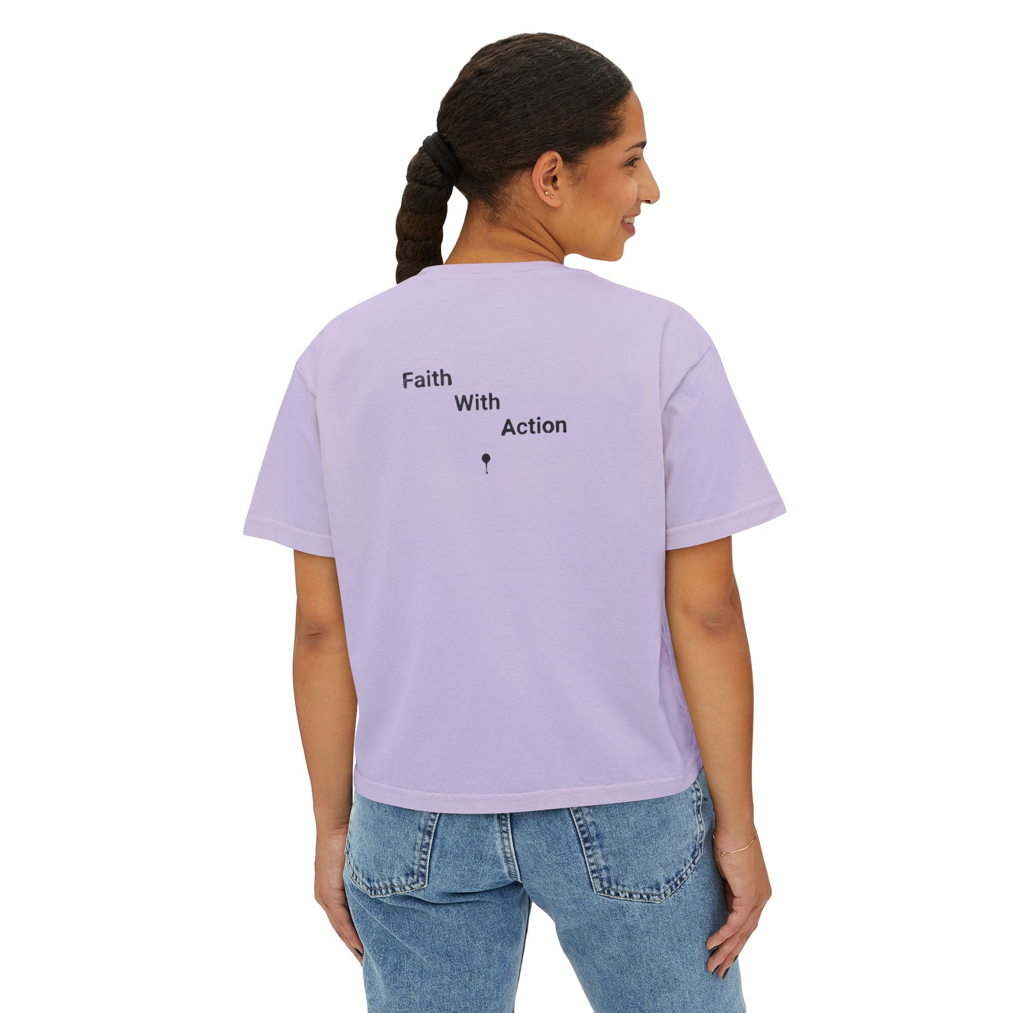Faith With Action Boxy Tee — Graffiti-Style "FWA" Crop Tee for Women