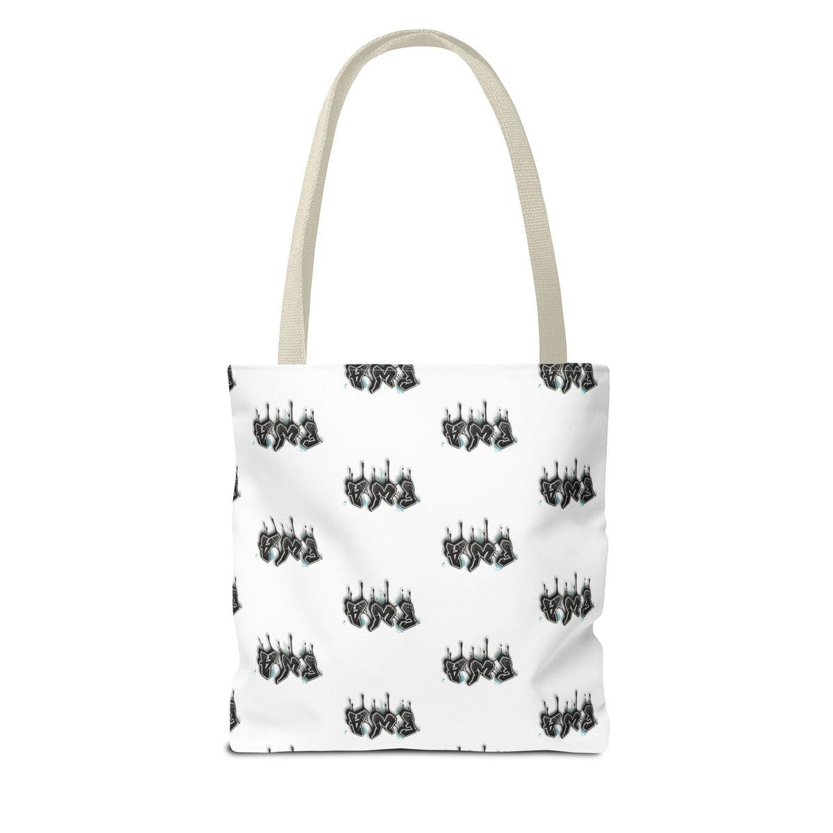 Faith With Action Pattern Tote Bag — Black & White AOP Reusable Shopper
