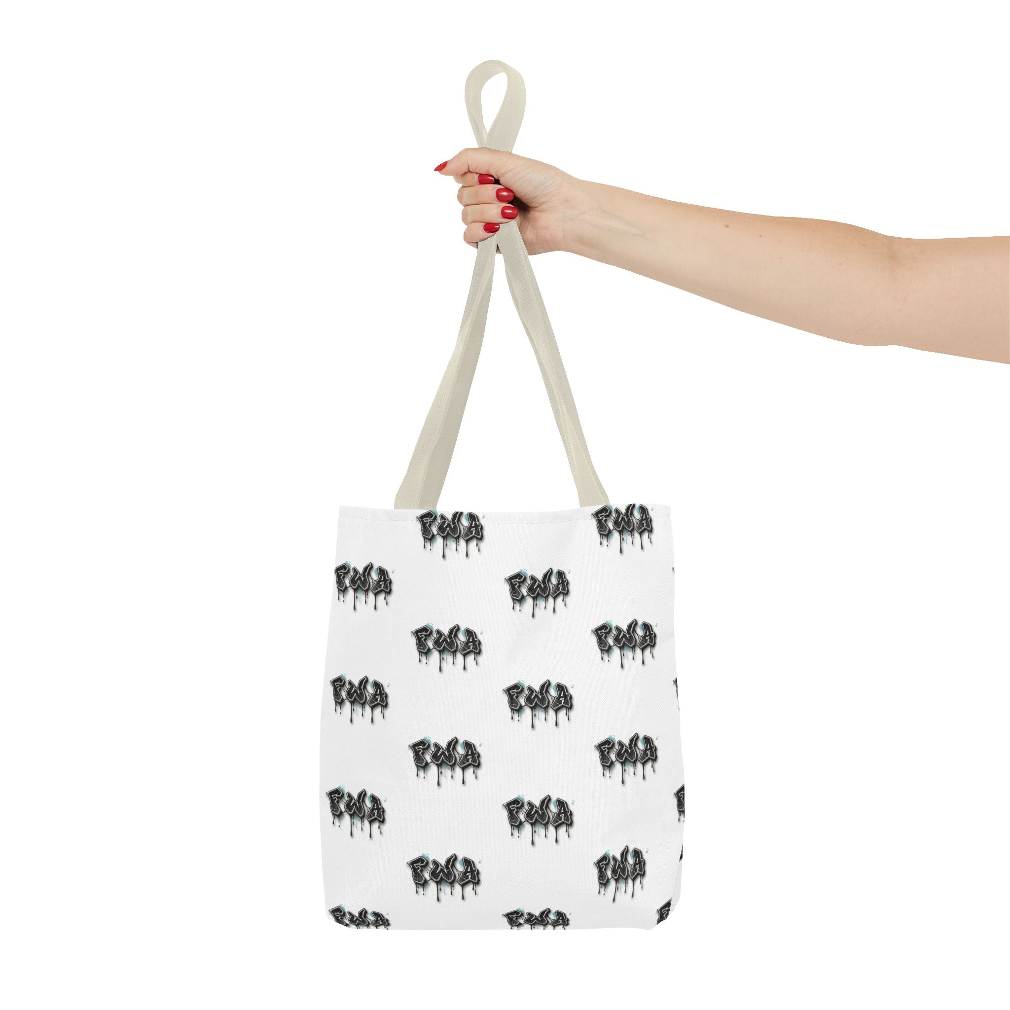 Faith With Action Pattern Tote Bag — Black & White AOP Reusable Shopper