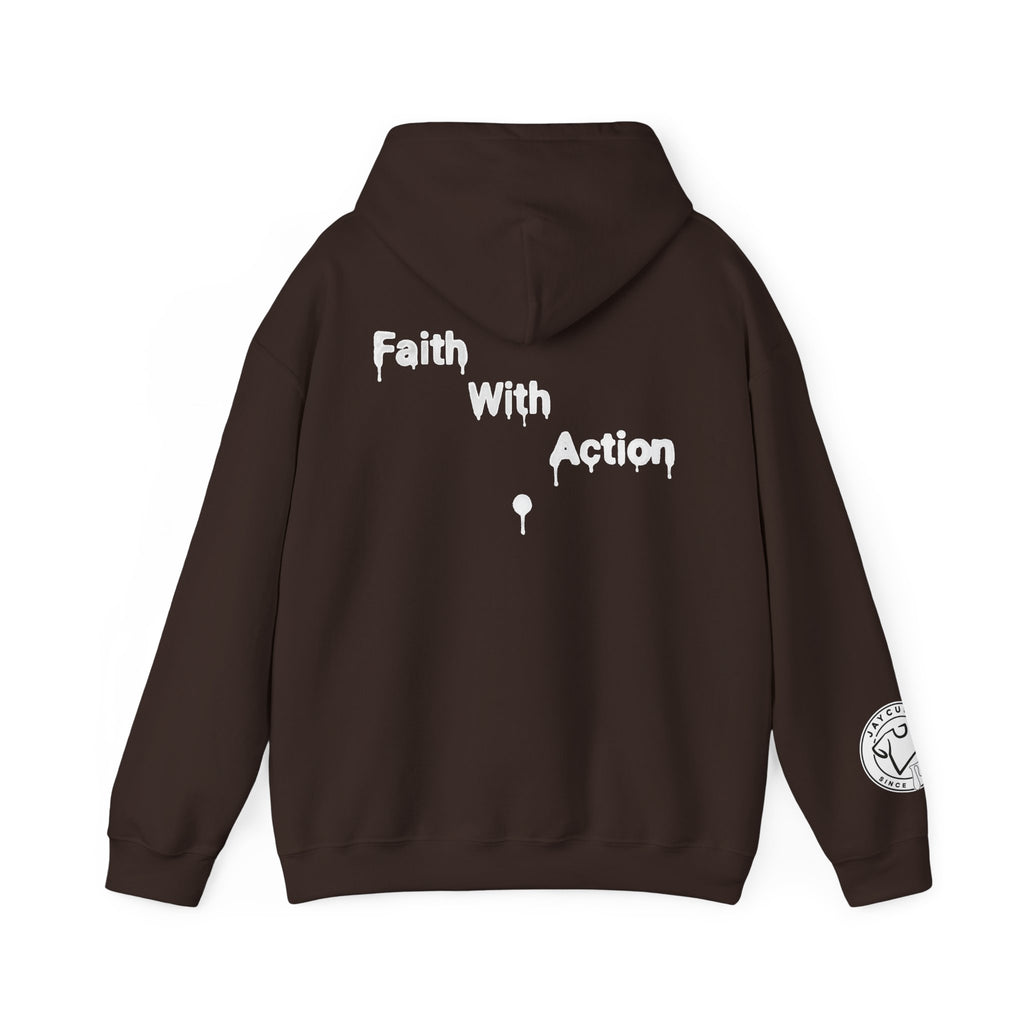 Faith With Action Hoodie — Drip Script Graphic Pullover
