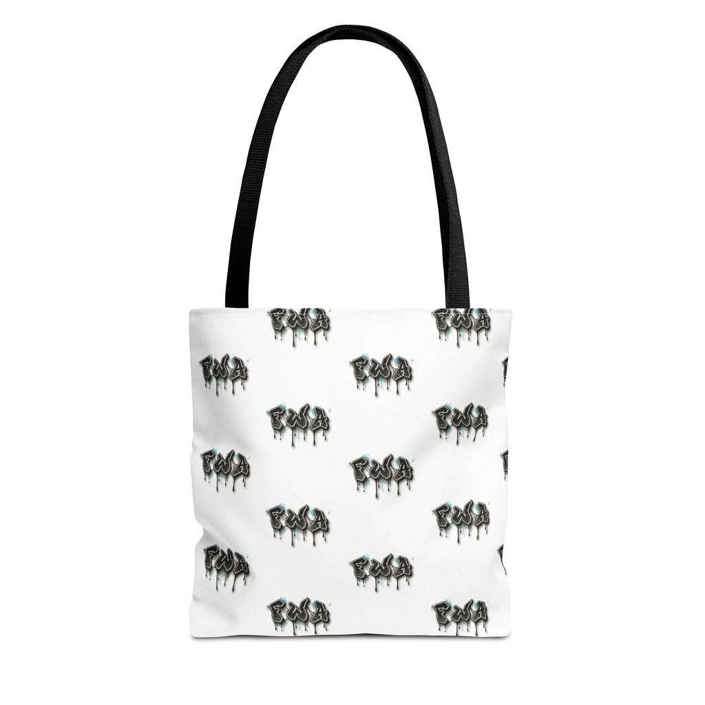 Faith With Action Pattern Tote Bag — Black & White AOP Reusable Shopper