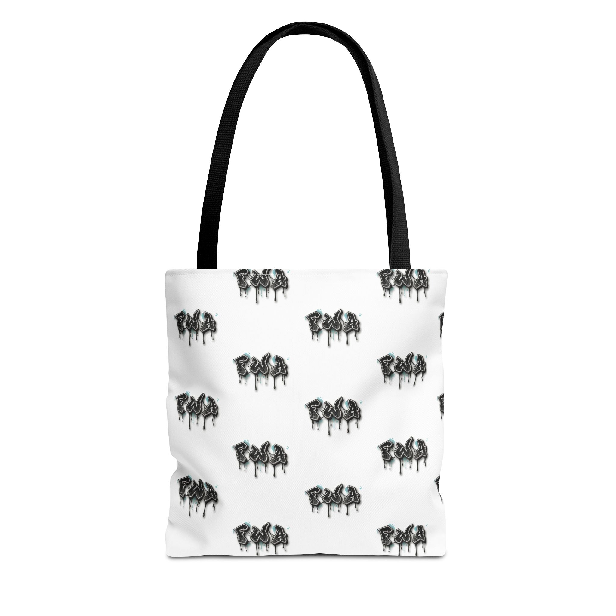 Faith With Action Pattern Tote Bag — Black & White AOP Reusable Shopper